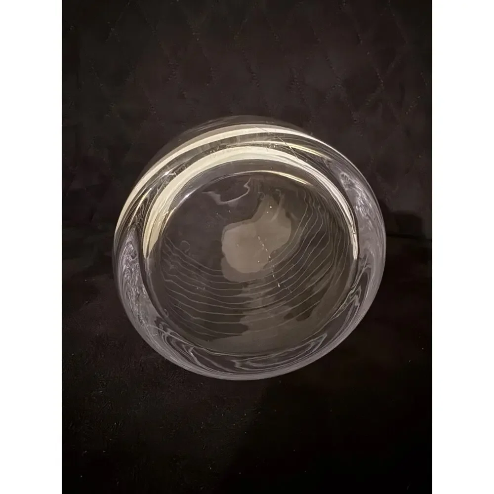 🌿✨ Modern Clear Glass Vase – Etched Line Design – 11.5” Tall